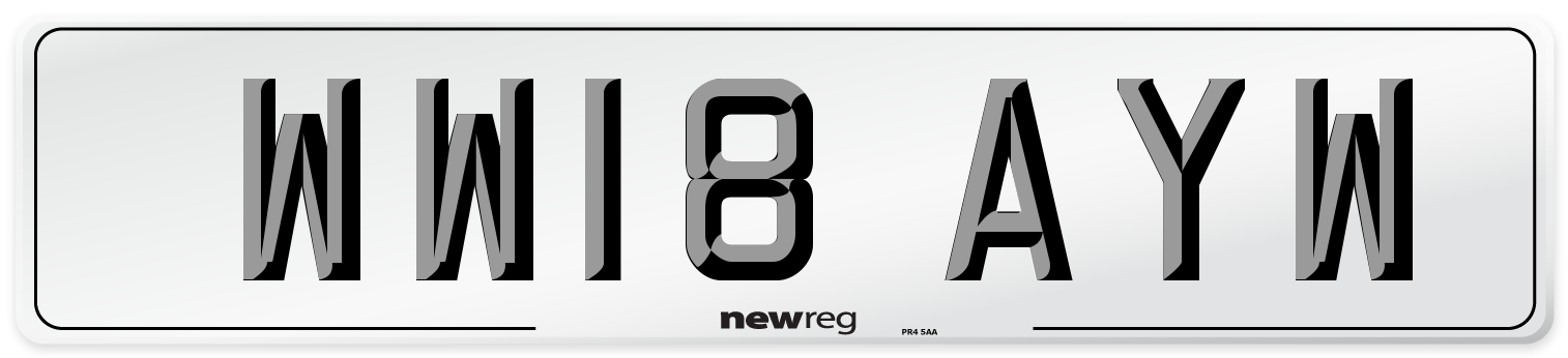 WW18 AYW Number Plate from New Reg